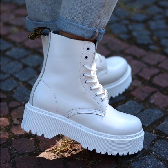 Dr. Martens Unisex Women’s SZ.9/Men’s 8 Vegan Jadon II Platform White Boots New - Picture 3 of 13